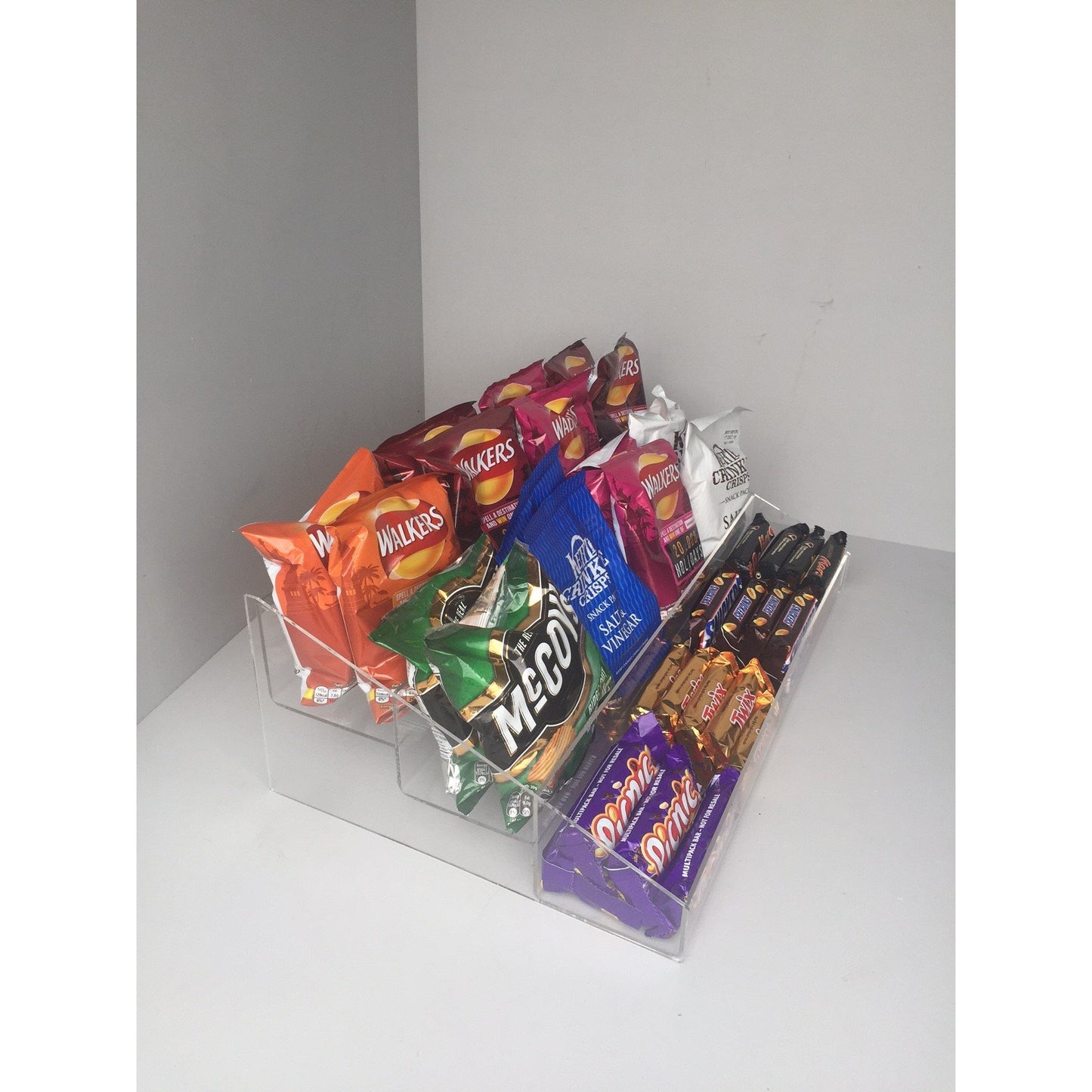 Confectionery, Chocolate bar , Crisps, Condiment etc. 3 Step Counter Display
