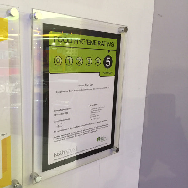 Poster Holder Quality 2 piece wall mount food hygiene diploma, award, certificate, holder.