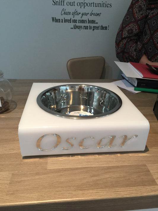 Pets Personalised Dog bowl stand with 150mm bowl