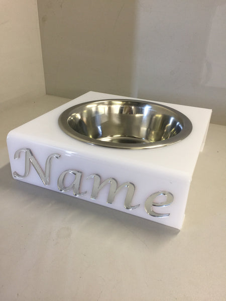 Pets Personalised medium dog bowl stand with 21cm bowl