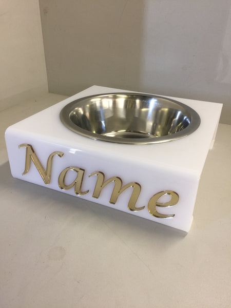 Pets Personalised medium dog bowl stand with 21cm bowl