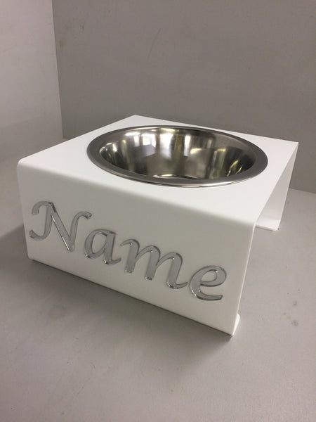 Pets Personalised medium dog bowl stand with 21cm bowl