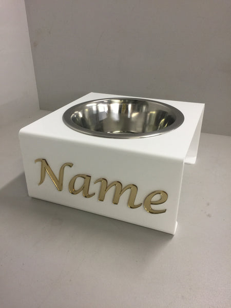 Pets Personalised medium dog bowl stand with 21cm bowl