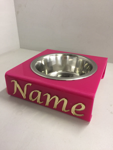 Pets Personalised medium dog bowl stand with 21cm bowl