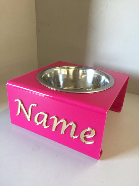 Pets Personalised medium dog bowl stand with 21cm bowl