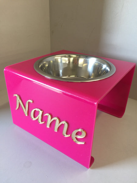 Pets Personalised medium dog bowl stand with 21cm bowl