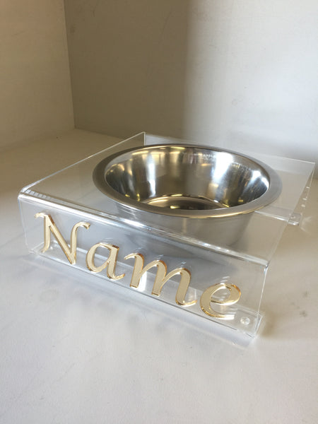 Pets Personalised medium dog bowl stand with 21cm bowl