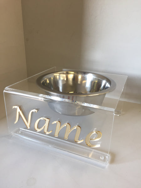 Pets Personalised medium dog bowl stand with 21cm bowl