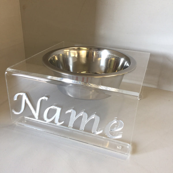 Pets Personalised medium dog bowl stand with 21cm bowl