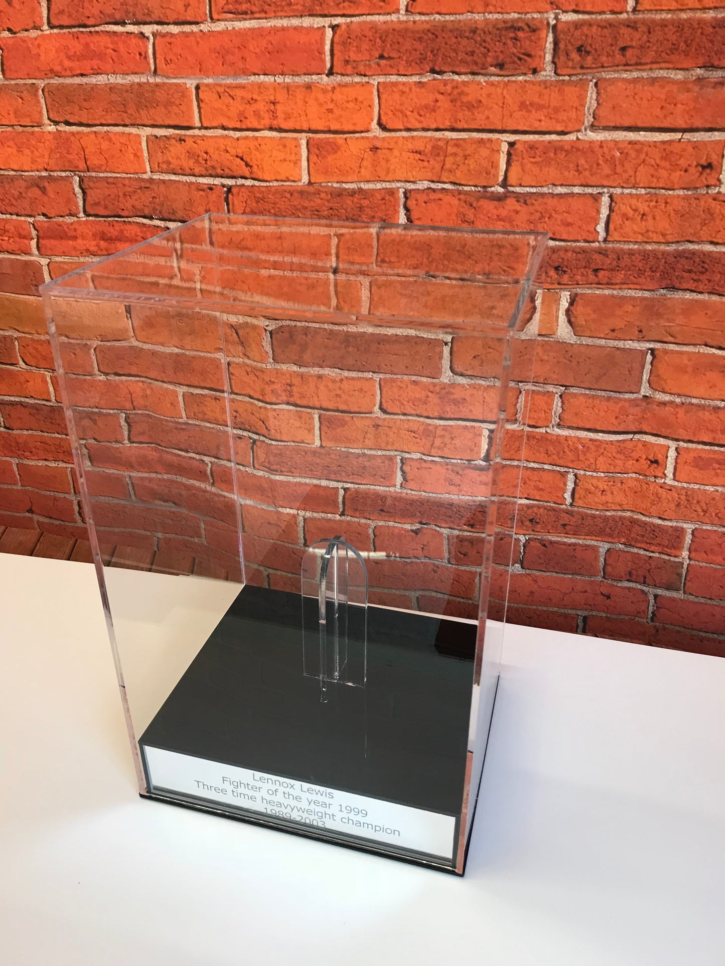 Boxing Display case portrait single glove with personalised engraving