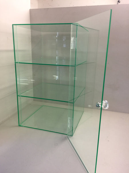 Display Case glass look acrylic cabinet with crystal effect handle