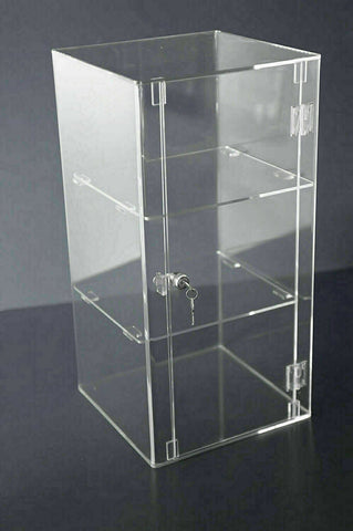 Display Cabinet 5mm Perspex Acrylic Lock 2 Keys & Removable Shelves Choices