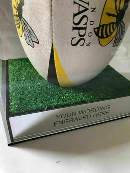 Rugby Display Case Portrait With Choice of Colour & Personalised Engrave Plaque