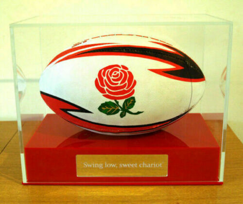 Rugby Display Case Landscape  With Choice of Colour & Personalised Engrave Plaque