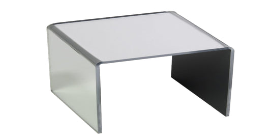 Risers Bridges 1 Step Silver Mirror Acrylic Displays 200mm Wide x 200mm Deep 3 Various Height's