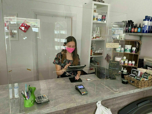 Virus Sneeze Screen Guard 5mm acrylic Counter Protect Against Virus 750mm High