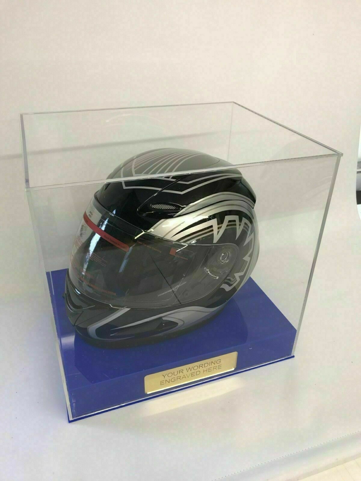 Crash Helmet Acrylic Display Case for a Signed/Autographed Personalised Plaque