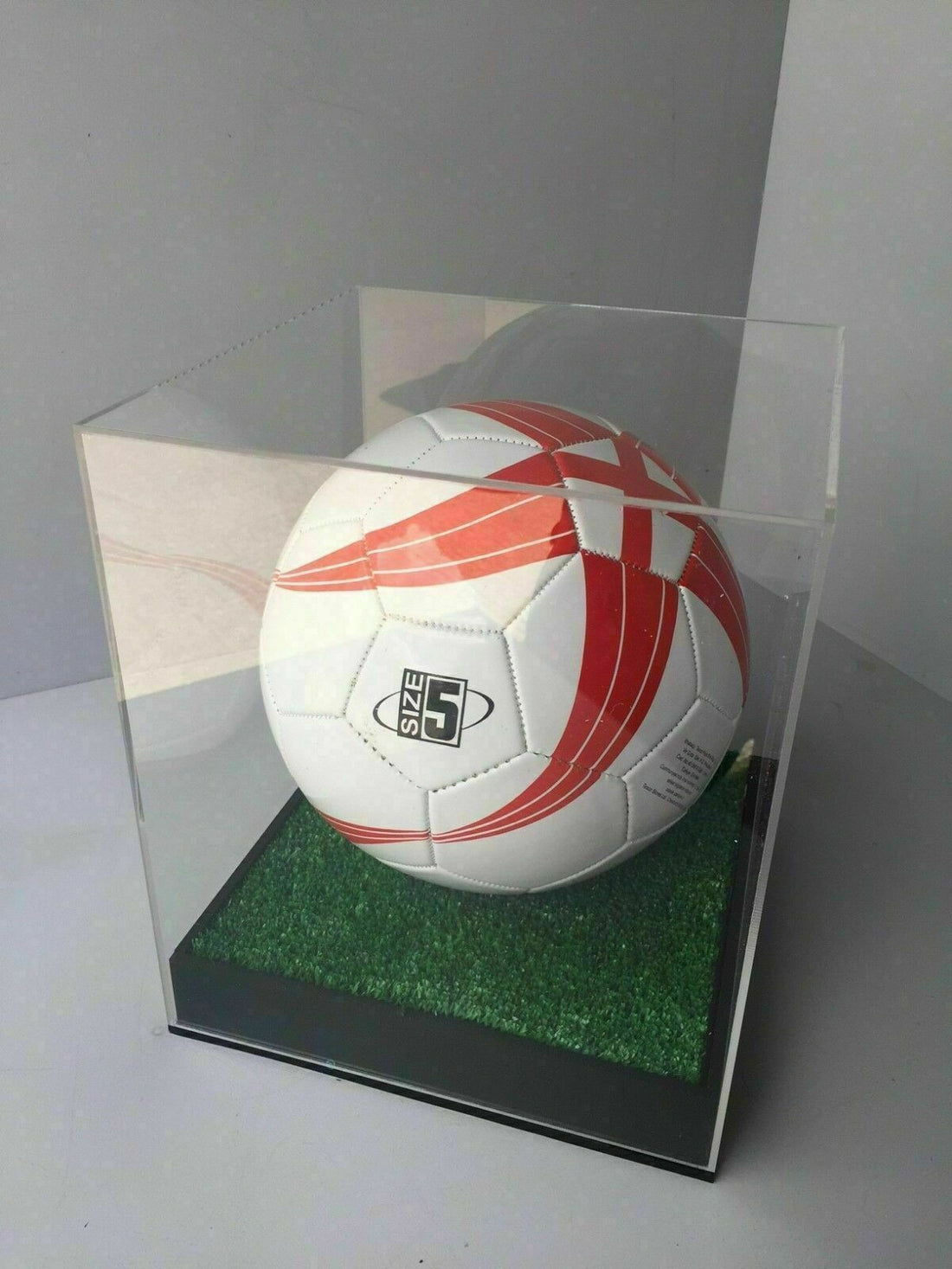 Football Display Case With or Without Fake Grass/Colour & Engrave Plaq ...