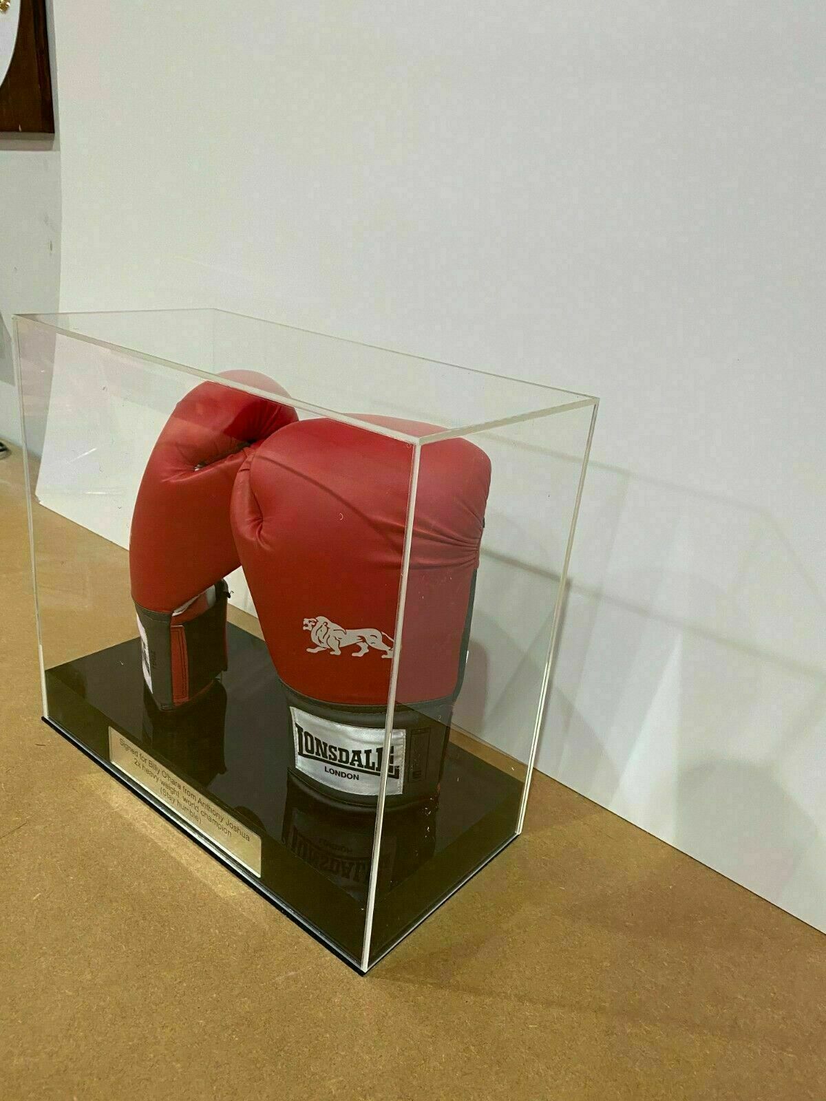 Boxing Display Case Double Glove with Personalised Etching Plaque