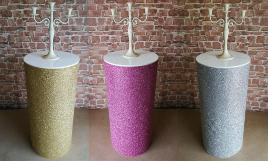 Round Glitter Display Plinths/Podiums Various Colour and Sizes