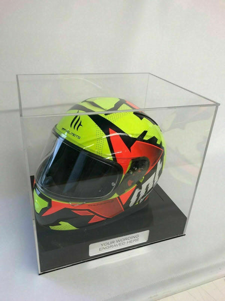 Crash Helmet Acrylic Display Case for a Signed/Autographed Personalised Plaque