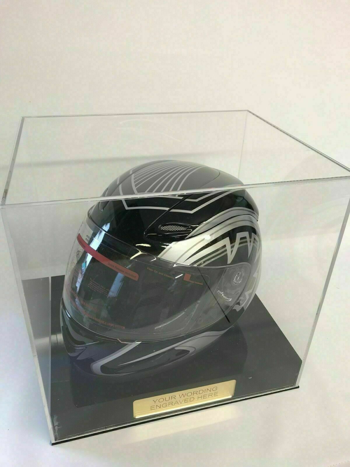 Crash Helmet Acrylic Display Case for a Signed/Autographed Personalised Plaque