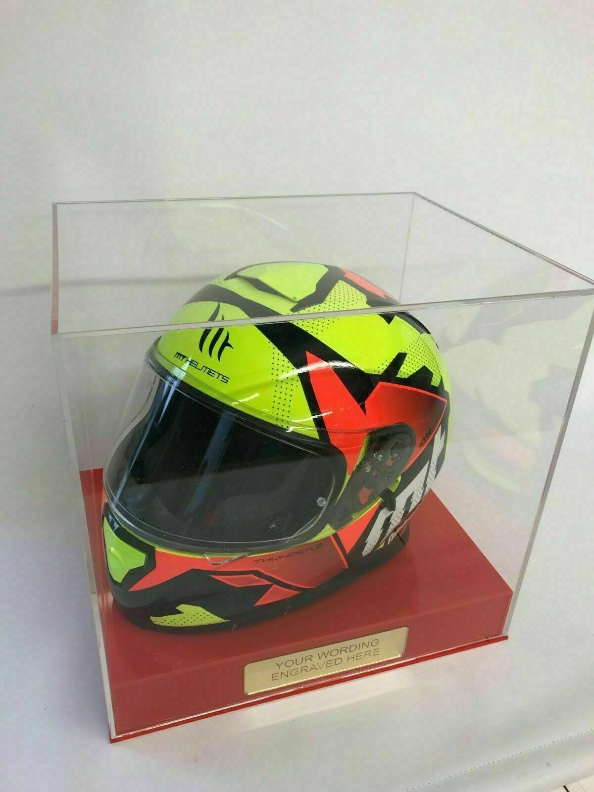 Crash Helmet Acrylic Display Case for a Signed/Autographed Personalised Plaque