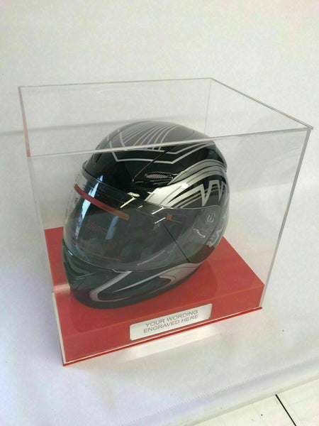 Crash Helmet Acrylic Display Case for a Signed/Autographed Personalised Plaque