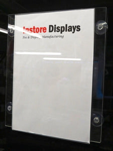 Poster holder with suction cups for window display A4, A3 & A2 Pack of 3