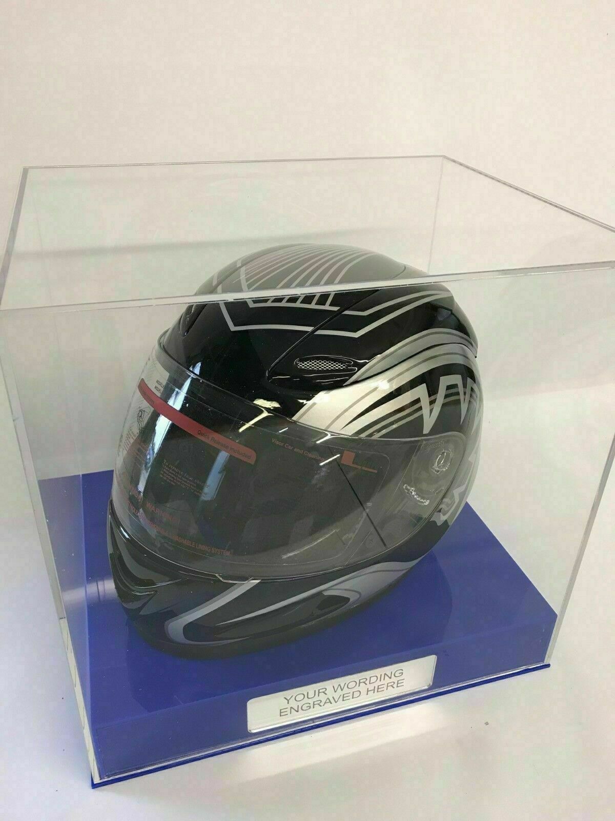 Crash Helmet Acrylic Display Case for a Signed/Autographed Personalised Plaque