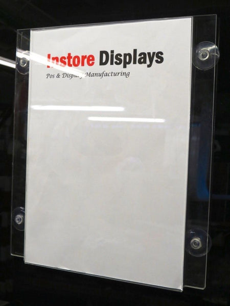 Poster holder with suction cups for window display A4, A3 & A2