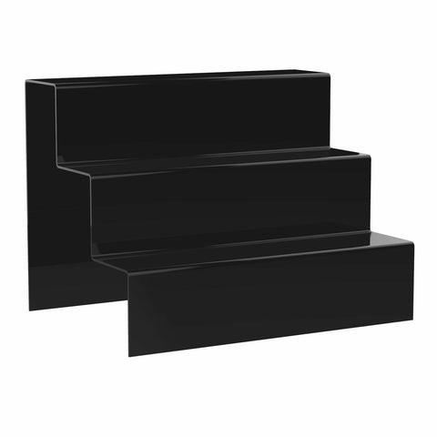 Risers bridges 3 Step Black Acrylic Displays 200mm High x 200mm Deep, Various Width's